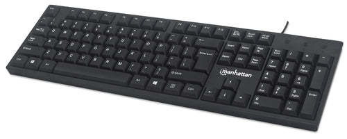 Manhattan Keyboard USB Wired, Black, Full Size Keys, Cable 1.5m, USB-A connection, Plug and Play, Three Year Warranty, Retail Boxed Manhattan Keyboard USB Wired, Black, Full Size Keys, Cable 1.5m, USB-A connection, Plug and Play, Three Year Warranty, Retail Boxed